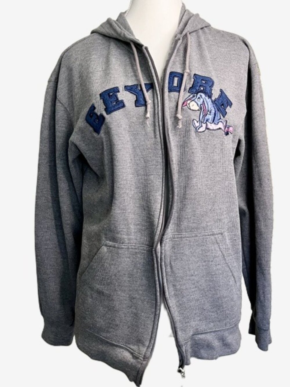 Vintage Y2K Disney Eeyore Embroidered Full Zip Hoodie - Medium